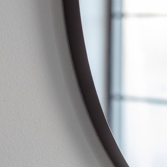 Cherington Round Wall Mirror 80cm in Black by Garden Trading - Steel