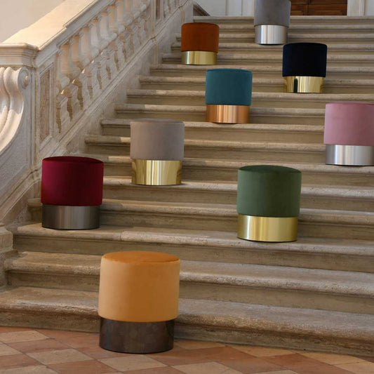 Chione Taupe Pouf by Domingo Salotti