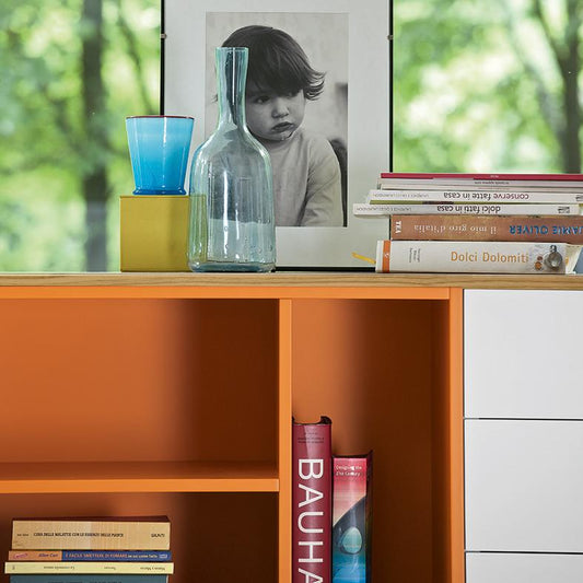 Code 1 modern small sideboard with open element by Dall'Agnese - myitalianliving