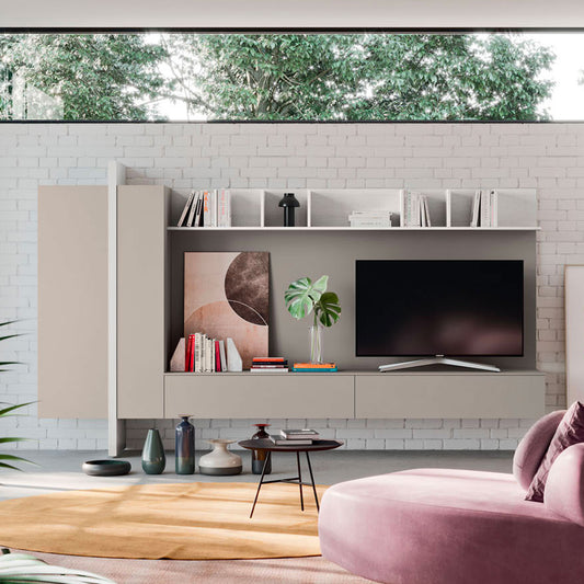 Light Day 09 suspended media unit with boiserie by Orme Design