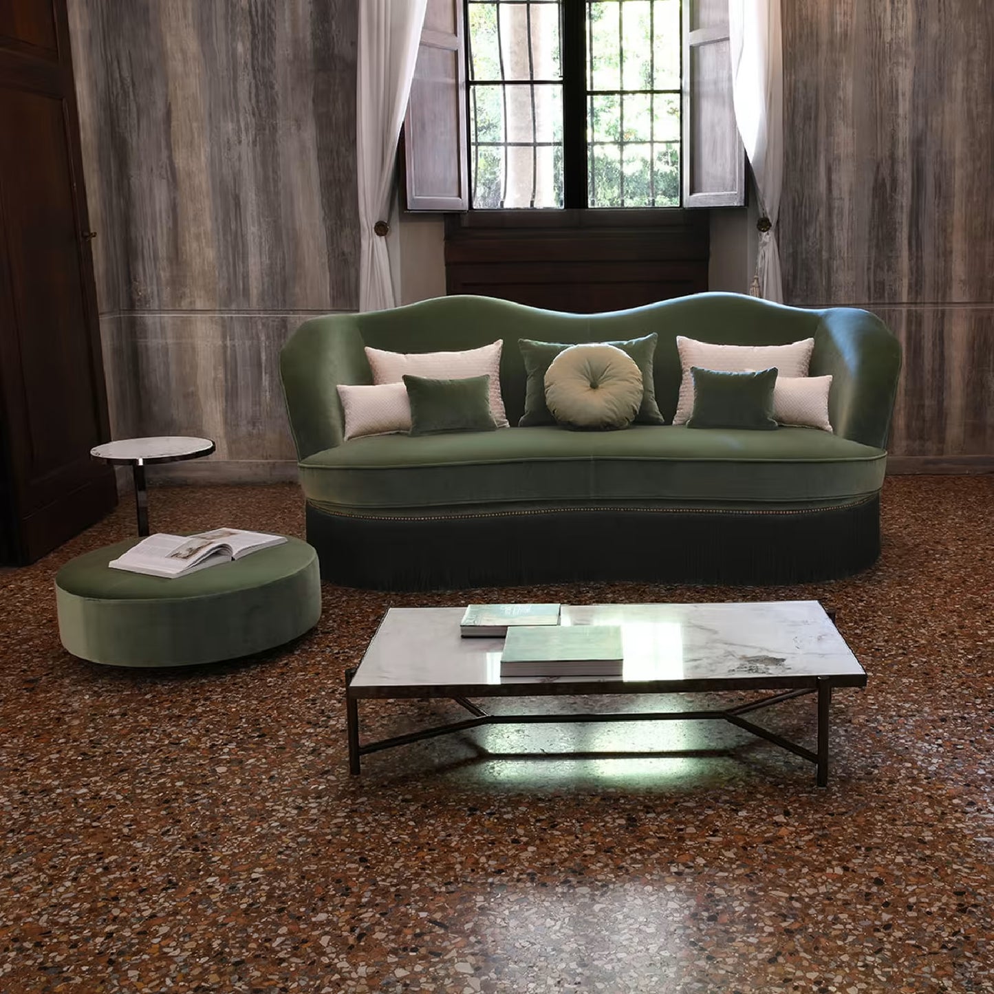 Dione Green 3-Seater Sofa by Domingo Salotti