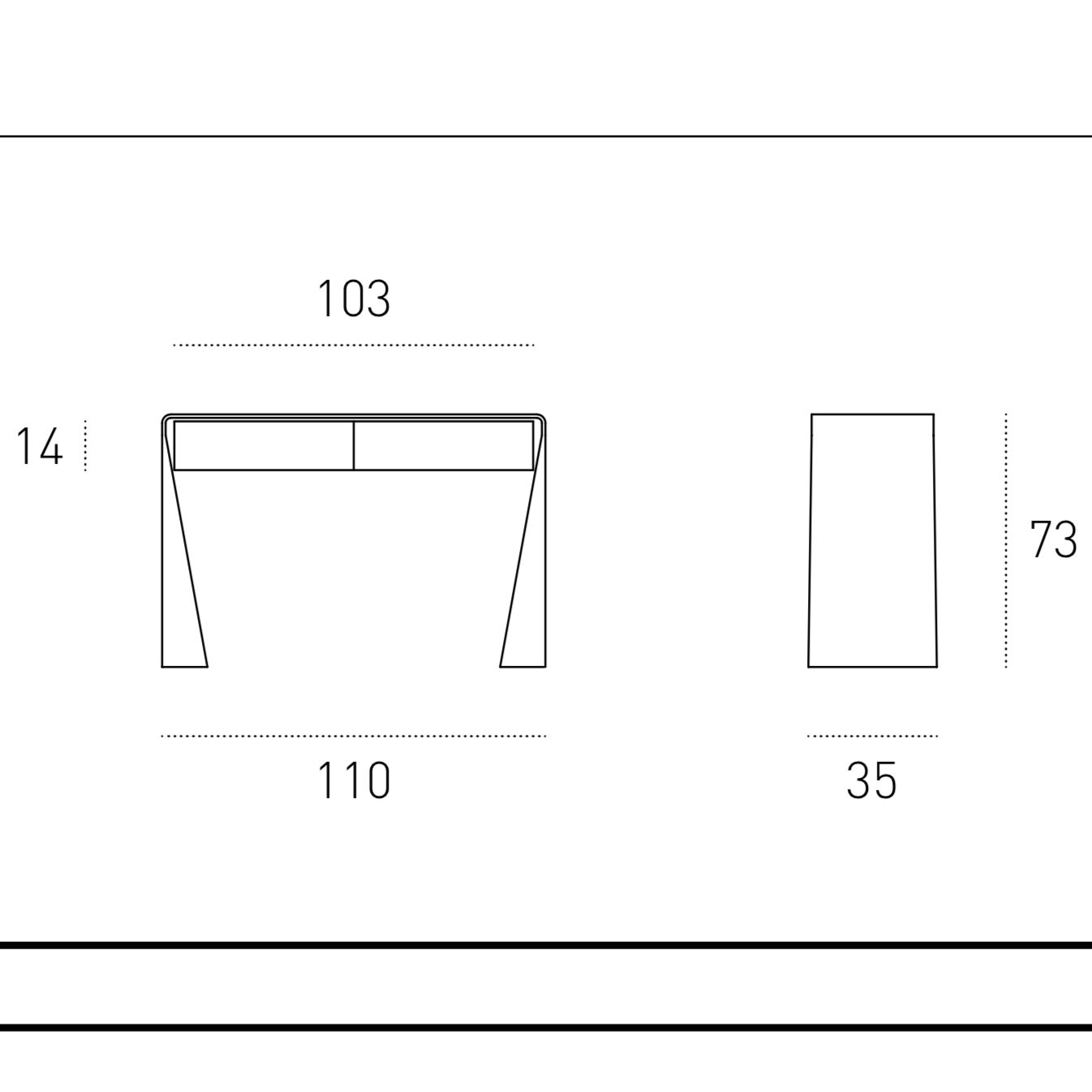 Escape console table in glass with laminate drawers