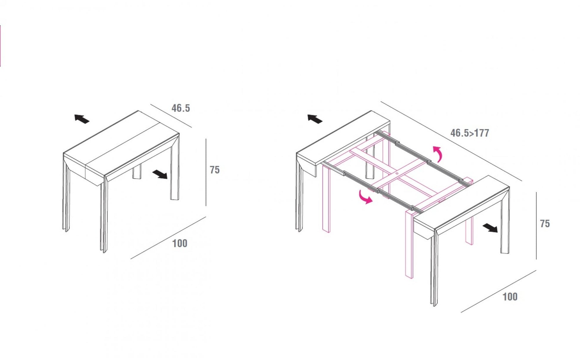 Modern design console extending dining table by La Primavera