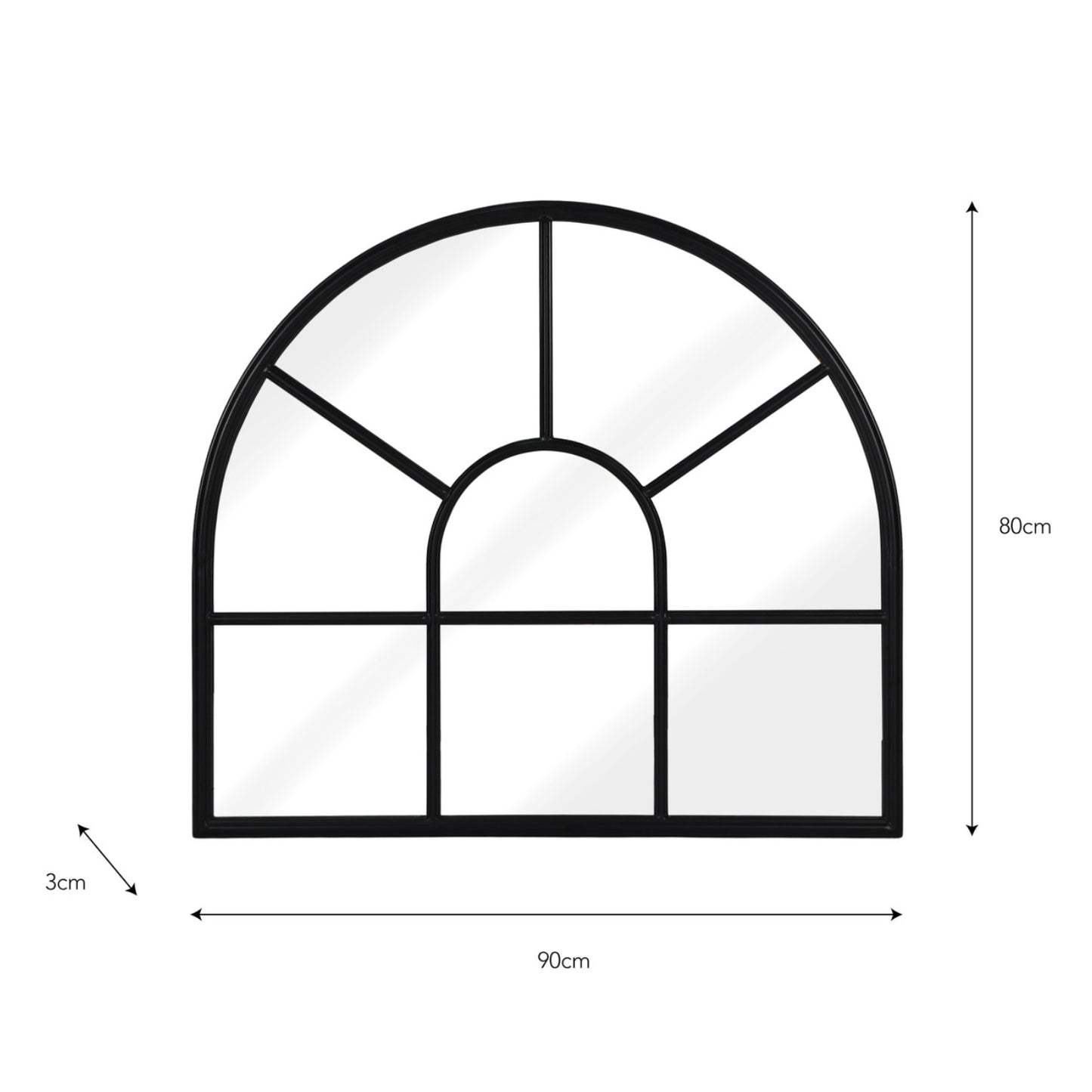 Fulbrook Arched Wall Mirror in 80 x 90cm by Garden Trading - Steel
