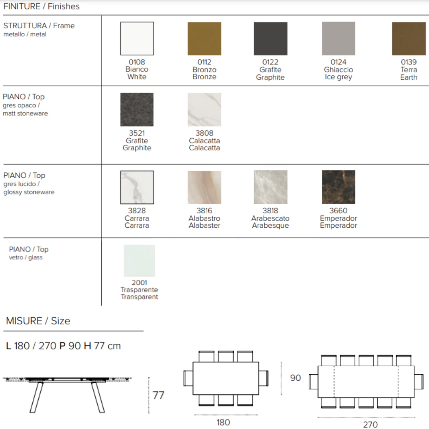 Giove 180 extendable dining table by Target Point