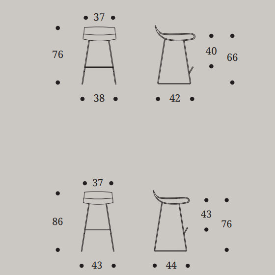 Momo Italian Barstool with Fixed Chromed Legs by Compar