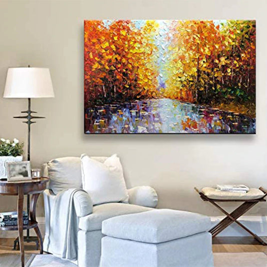 Abstract landscape large leaf forest hand painted canvas