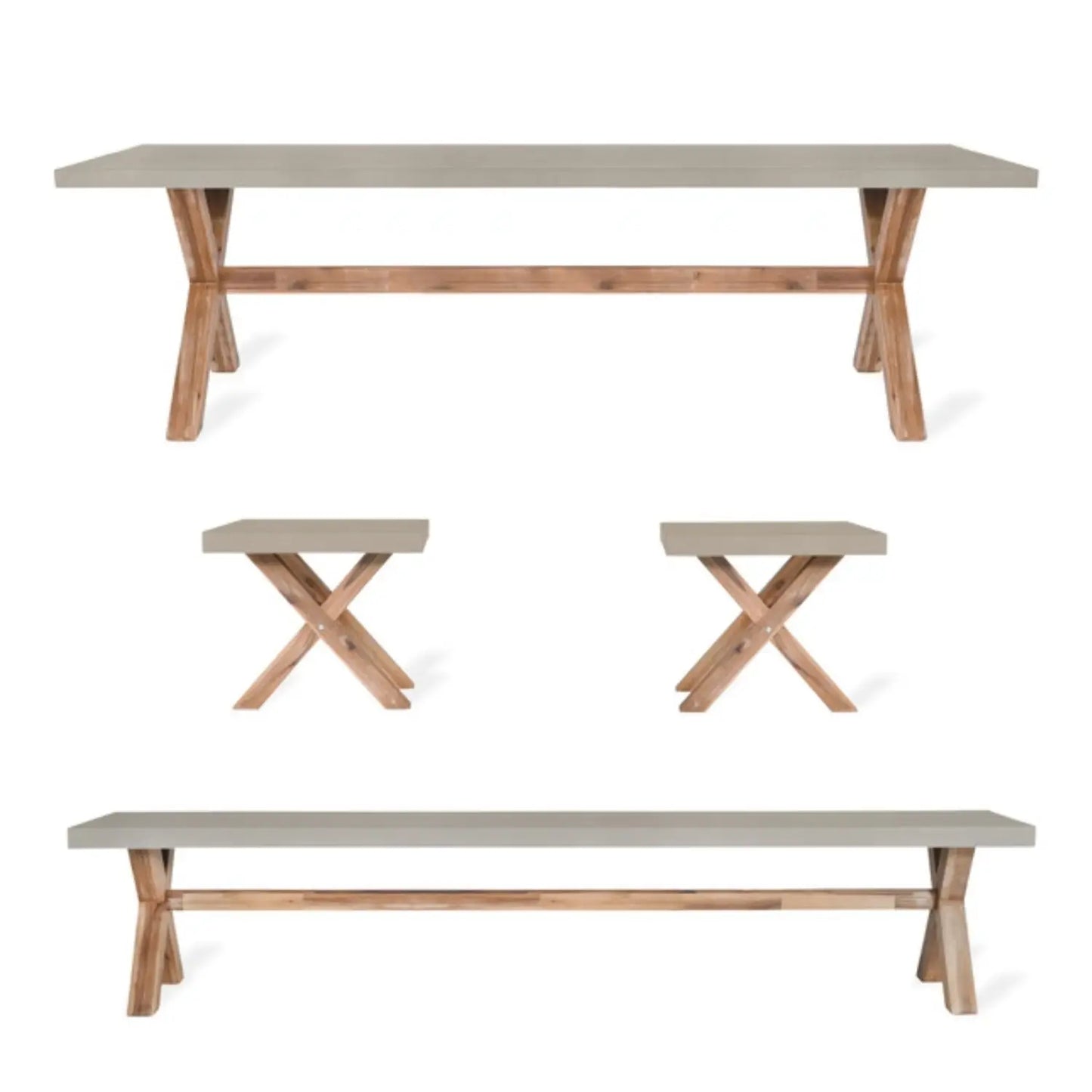 Large Burford Table and Bench Set in Natural by Garden Trading - Polystone