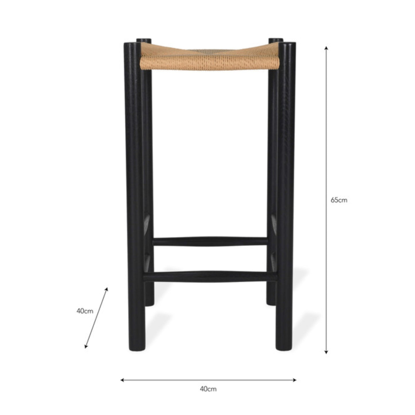 Longworth Bar Stool in Black Frame by Garden Trading- Oak