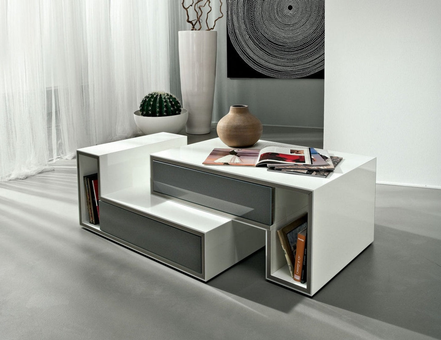 Marika modular white gloss coffee table