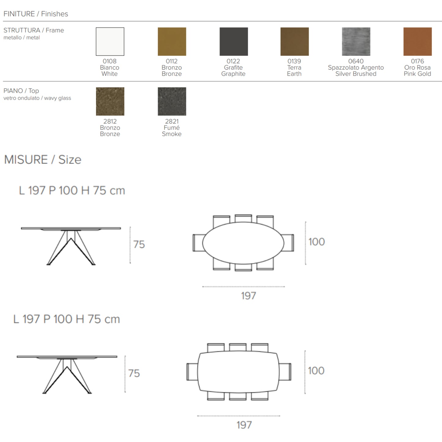 Minosse Non-extendable Glass Table by Target Point