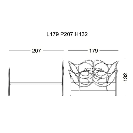 Monic Wrought Iron Bed in Antique Gold by Tonin Casa