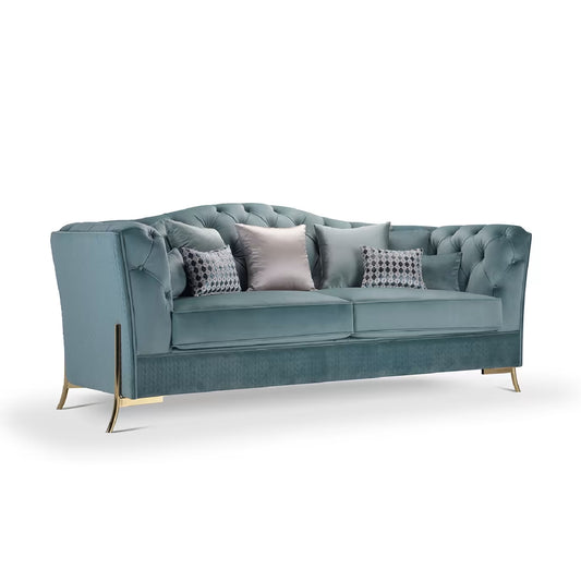 Nefele Peacock Blue 3-Seater Sofa by Domingo Salotti