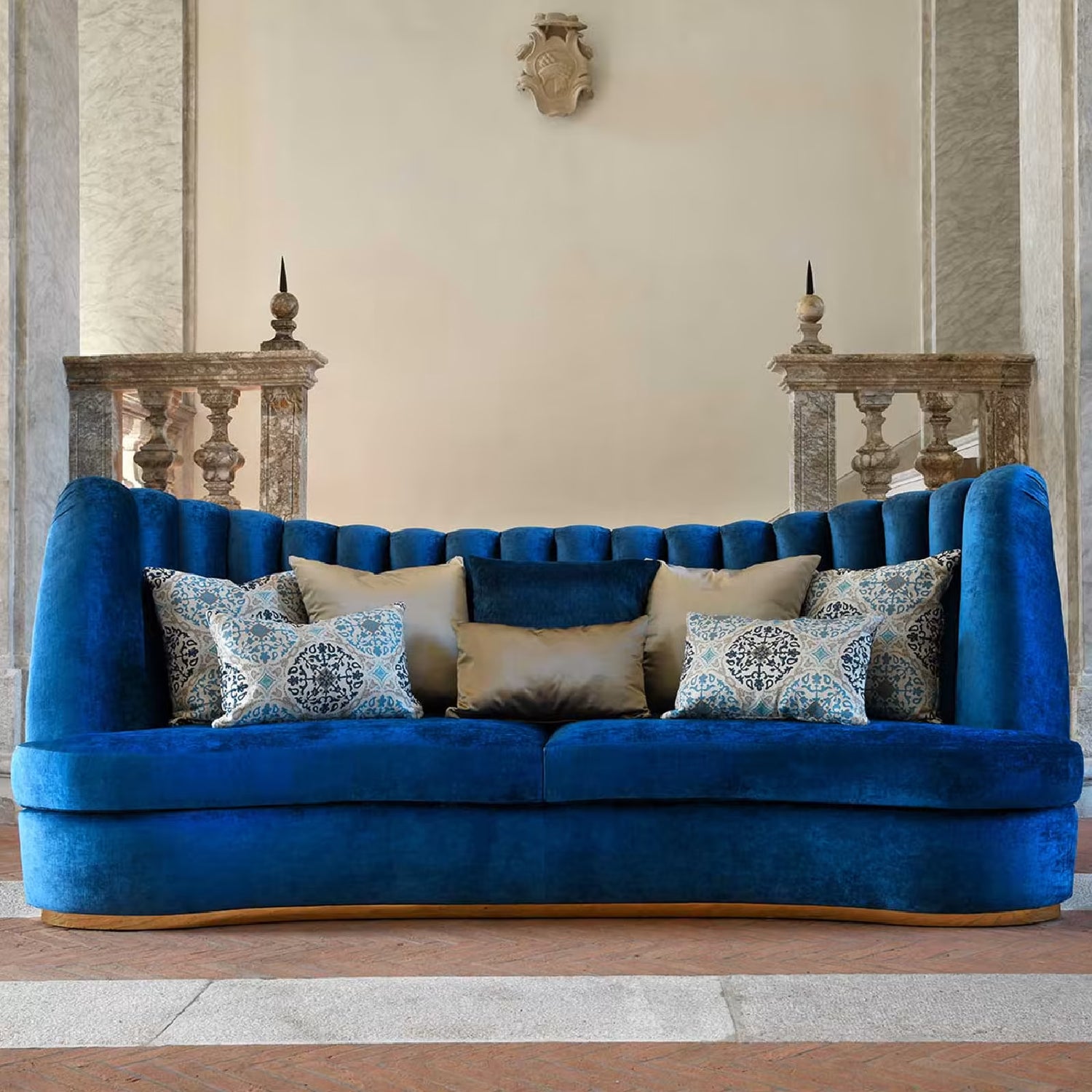 Thalia Blue 4-Seater Sofa by Domingo Salotti