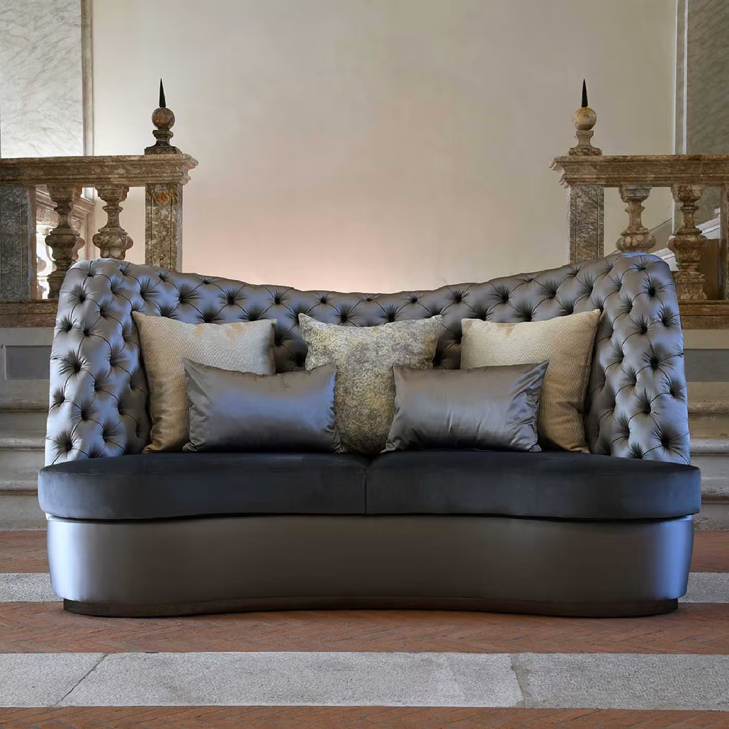 Thalia Grey 3-Seater Sofa by Domingo Salotti