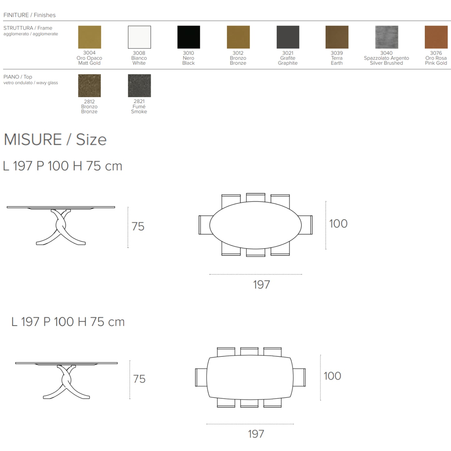 Twist Non-Extendable Glass Table by Target Point