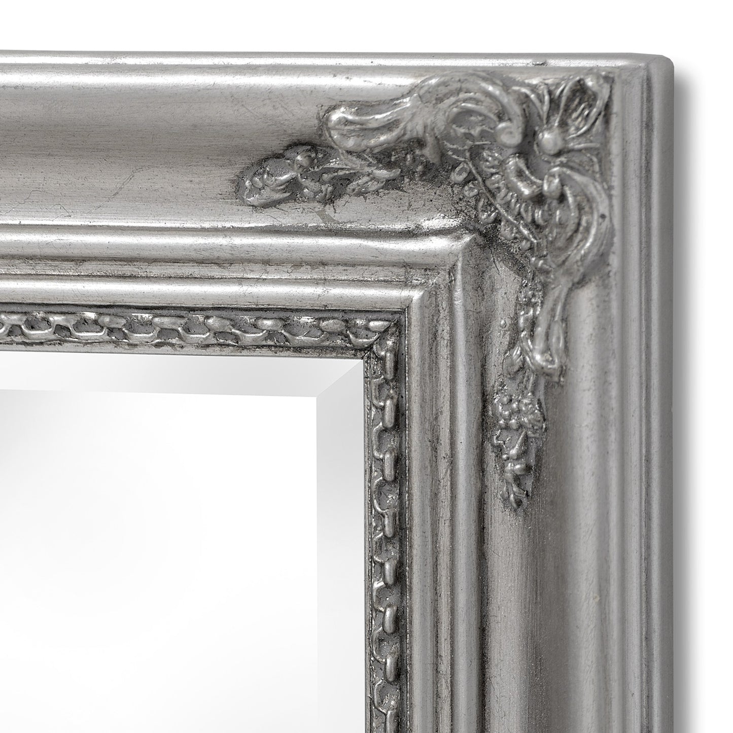 Baroque Slimline Antique Silver Full Length Mirror