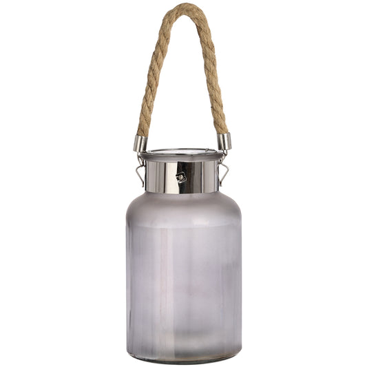 Elegant Frosted Glass Lantern with Rope and Interior Led
