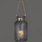 Frosted Gray Glass Rope Accents Lantern with Led Lighting