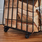 Contemporary Leather Handle Log Trolley