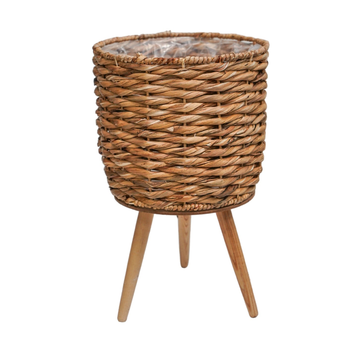Water Hyacinth Lined Basket with Tripod Legs