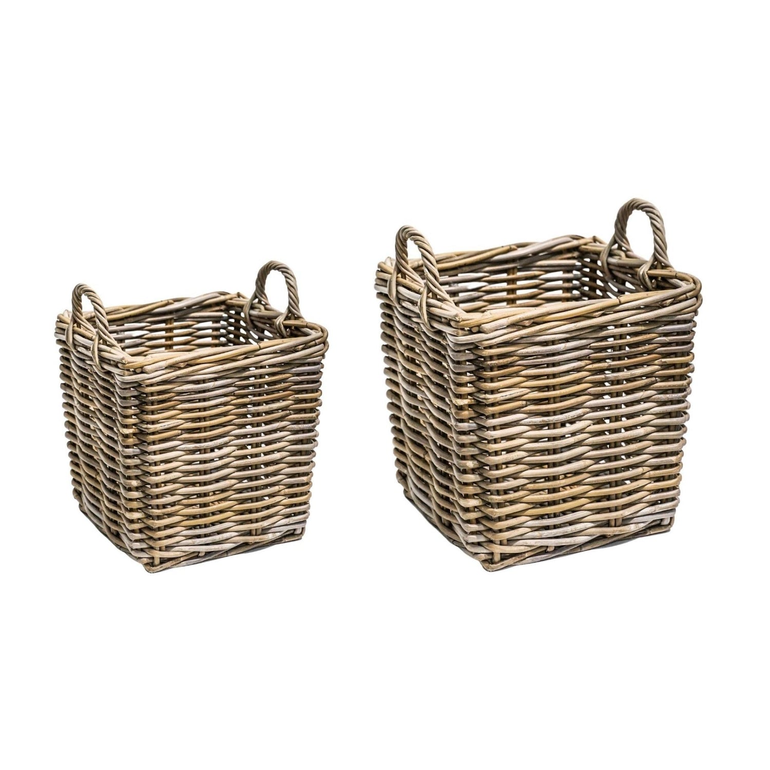 Set of 2 Wicker Square Log Basket