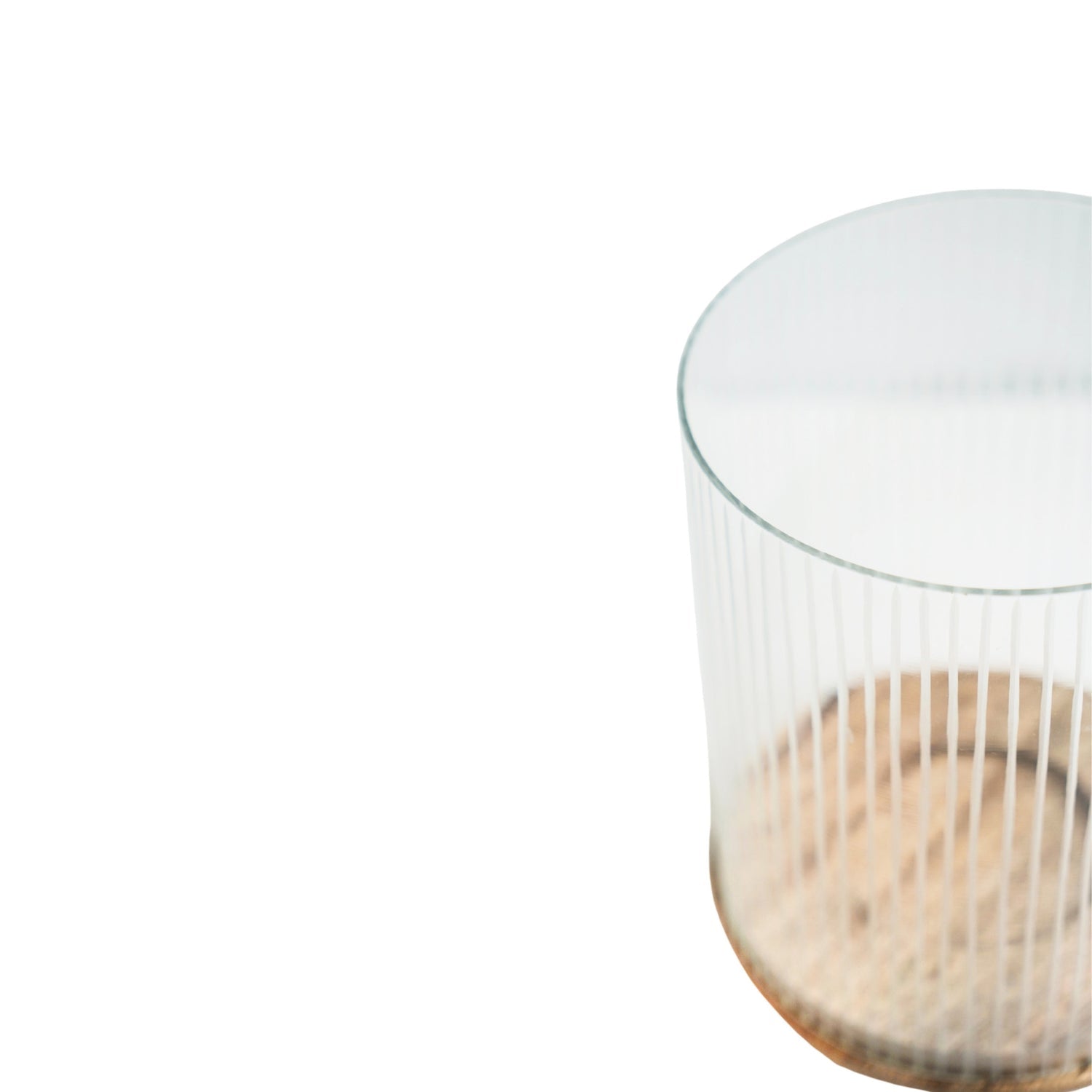 Amelia Ribbed Glass Candle Holder with Wooden Base