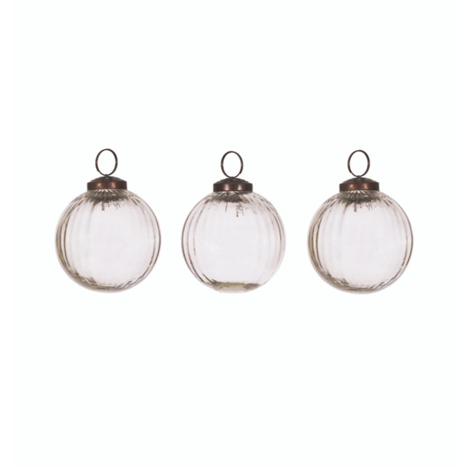 Set of 3 Murrine Clear Glass Baubles