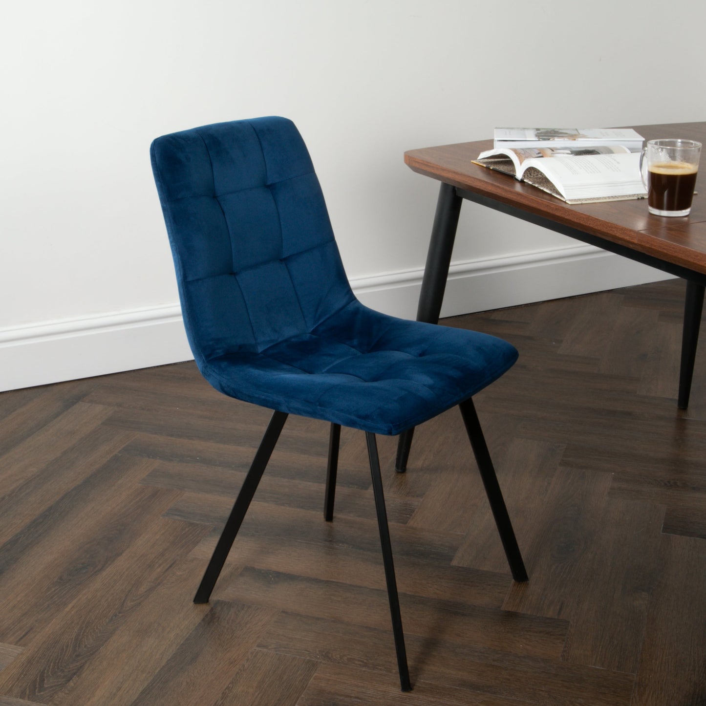 2 Set squared navy blue dining chair by Native