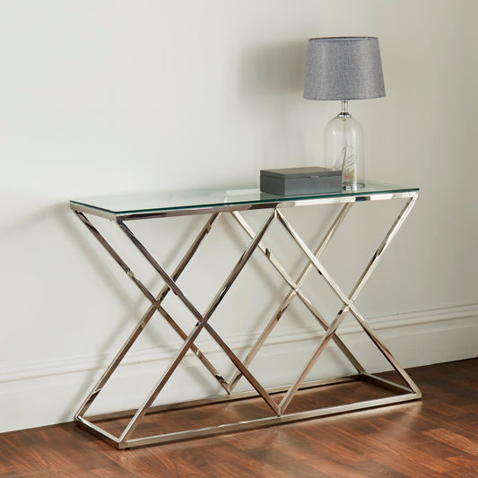 Pyramid silver console table by Native