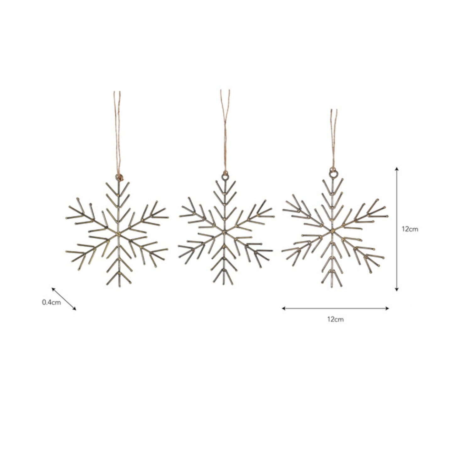 Set of 3 Cromwell Brass Snowflake