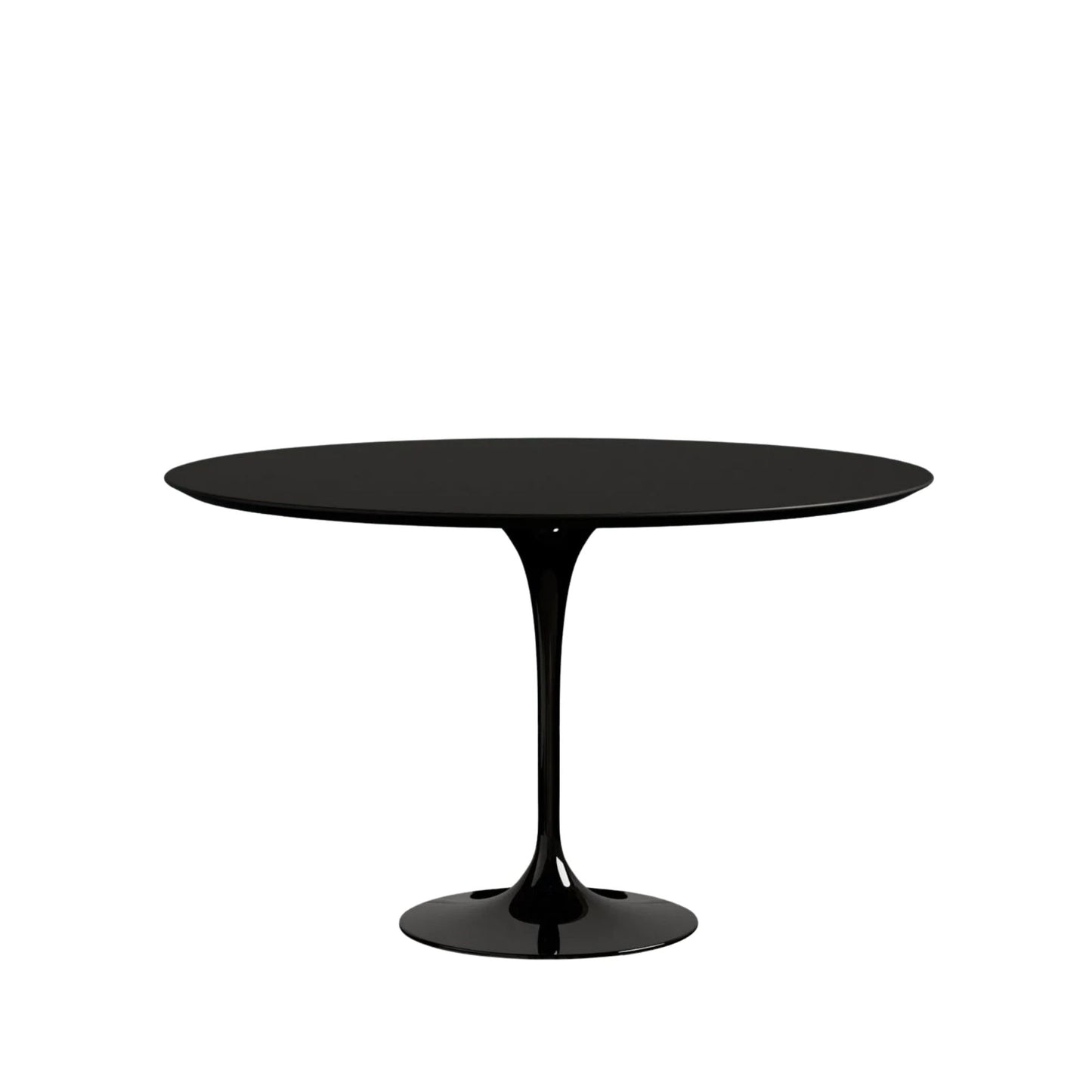 Black round table on a white background