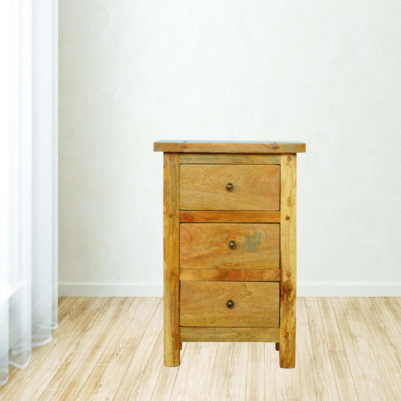 Country Style Bedside Cabinet with 3 Drawers by Artisan Furniture