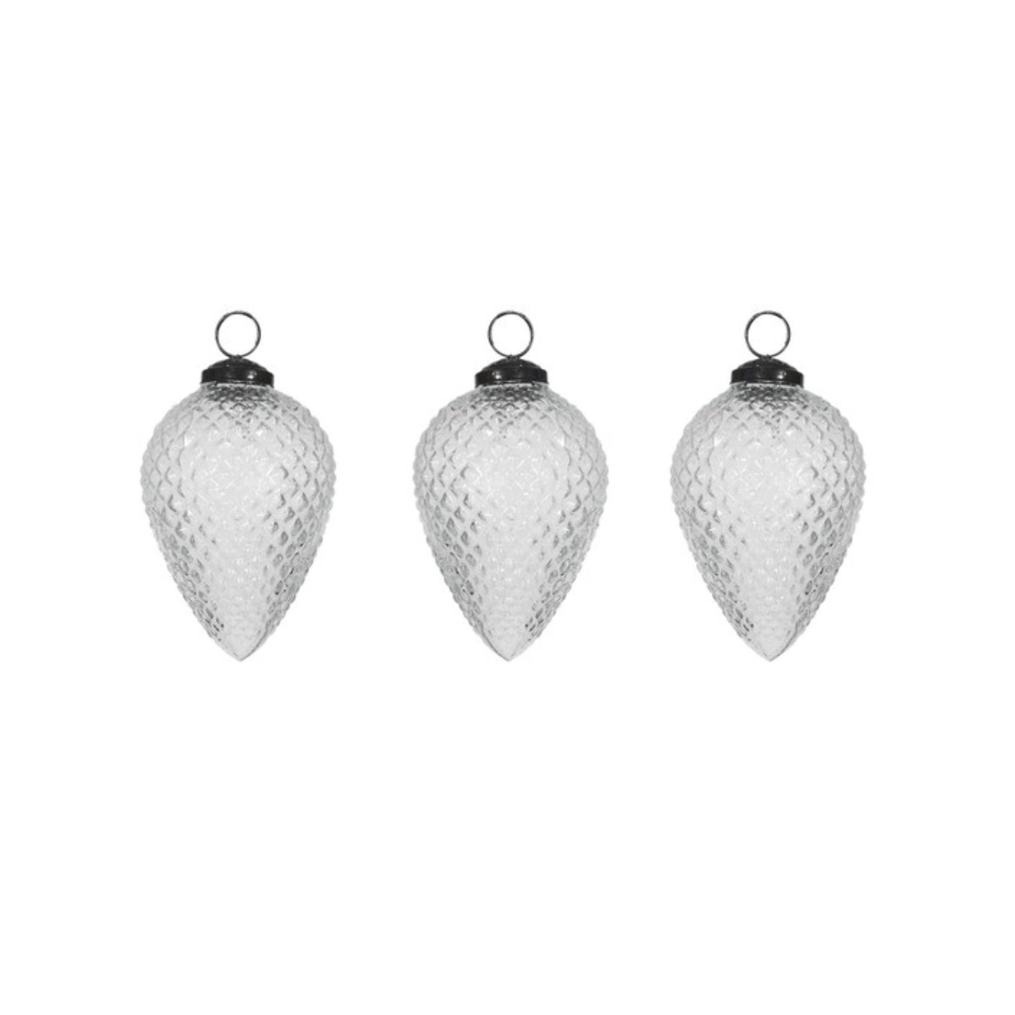 Set of 3 Elkstone Clear Glass Baubles