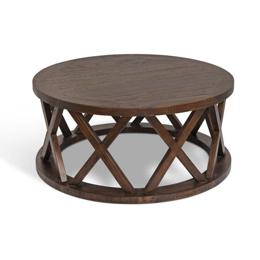 Oxhill Criss-Cross Design Round Coffee Table