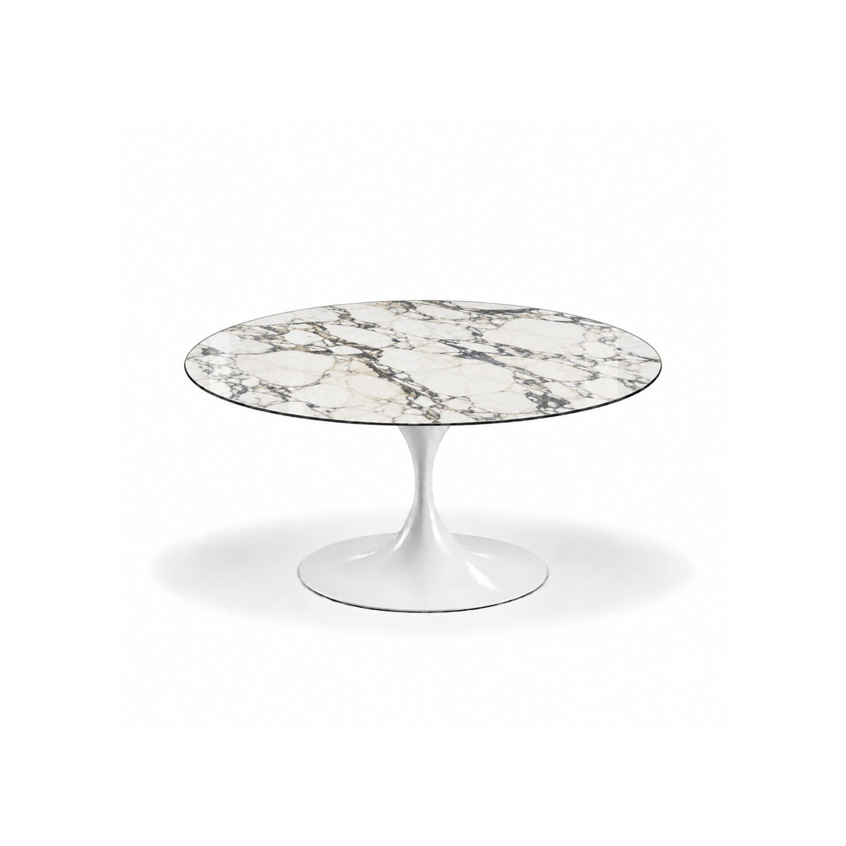 Tavolino da caffè Tulip in marmo rotondo e ovale H39cm – Prodotto in Italia, ispirato a Saarinen