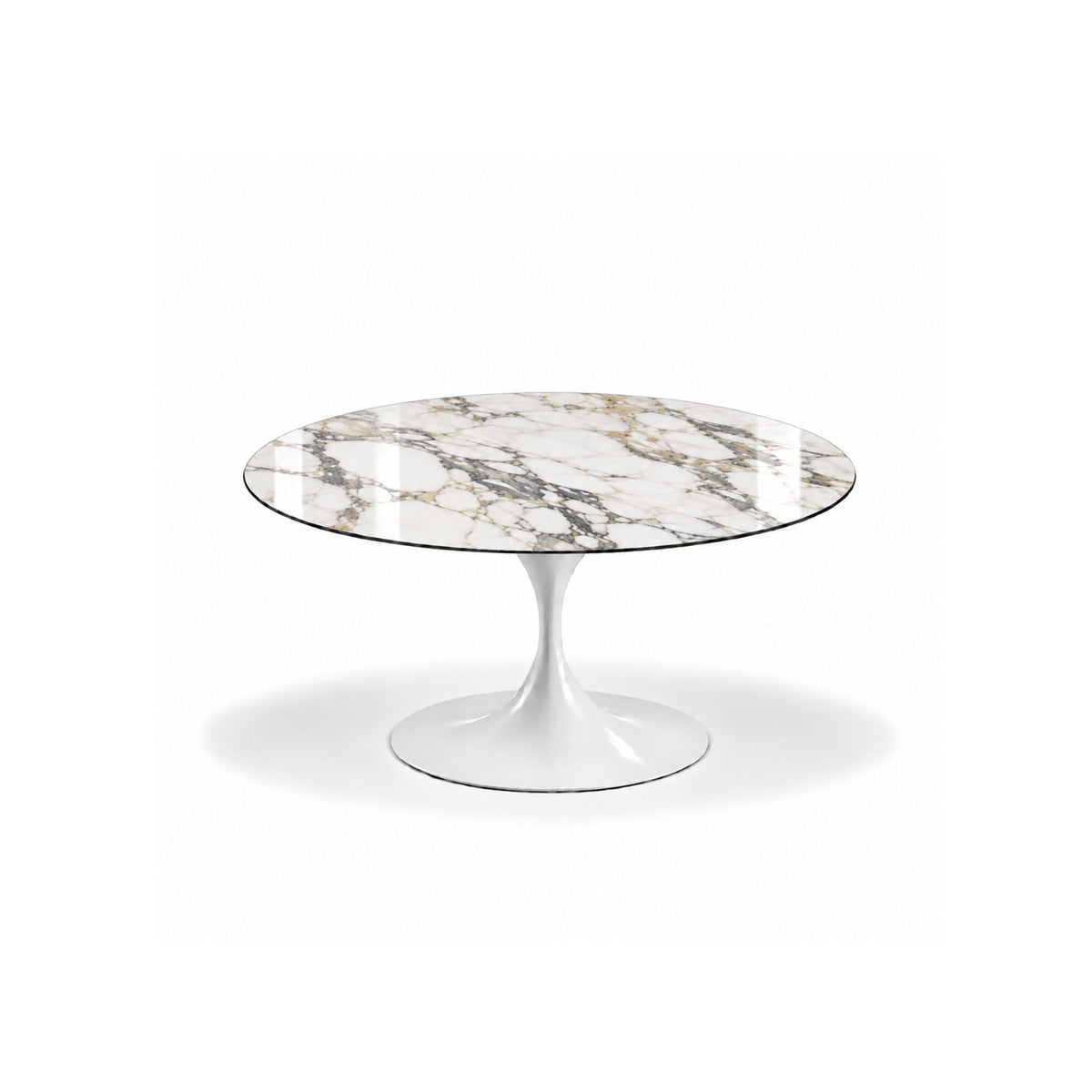 Tavolino da caffè Tulip in marmo rotondo e ovale H39cm – Prodotto in Italia, ispirato a Saarinen