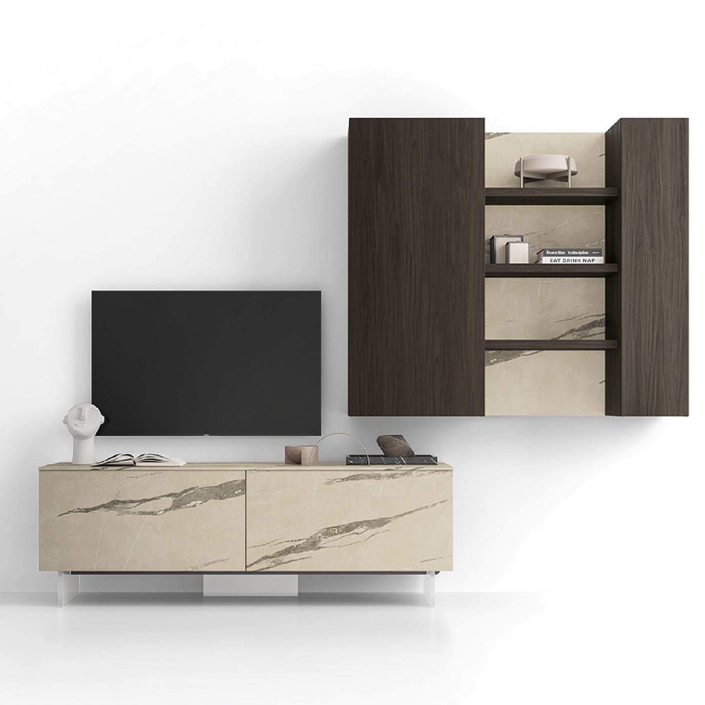 Bookcase Composition GS302 in Statuario-Finish Homy Collection