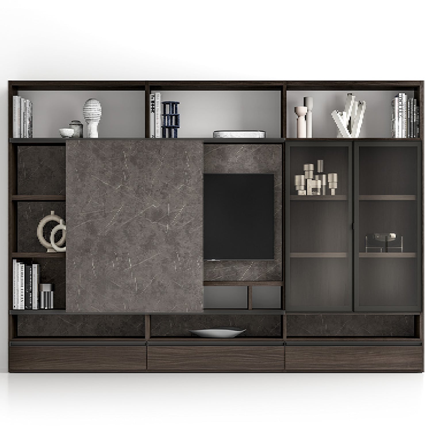 Bookcase Composition GS311 with Glass Doors Homy Collection
