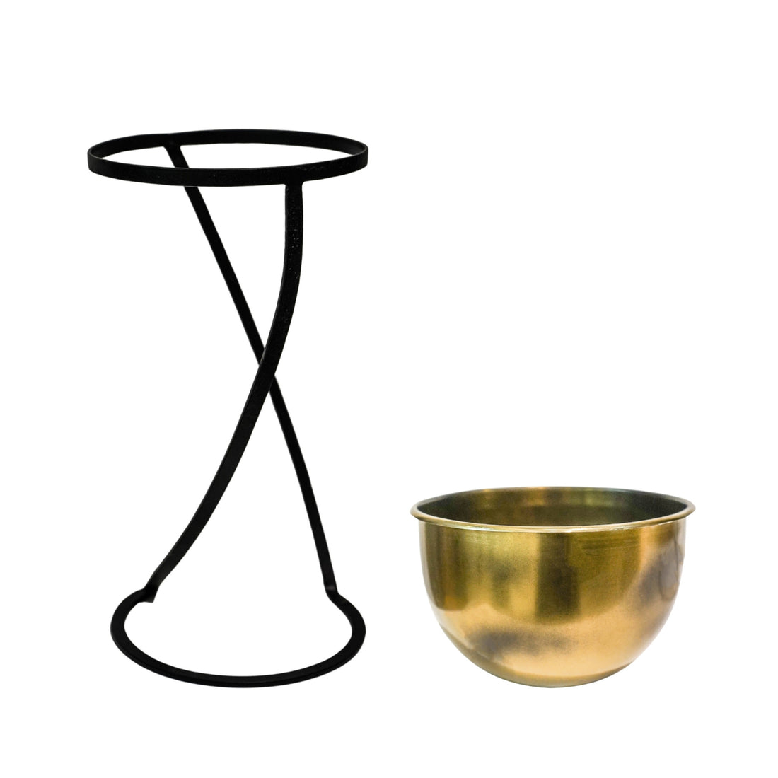 Indoor Kensington Brass Round Planter with Stand