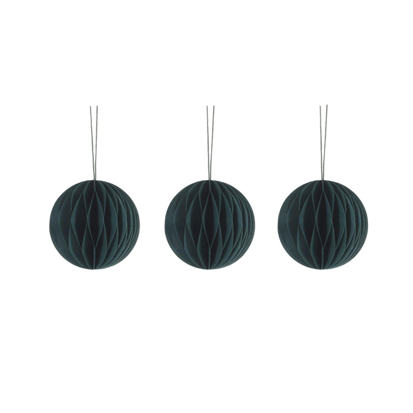 Set of 3 Maddox Forest Green Round Baubles