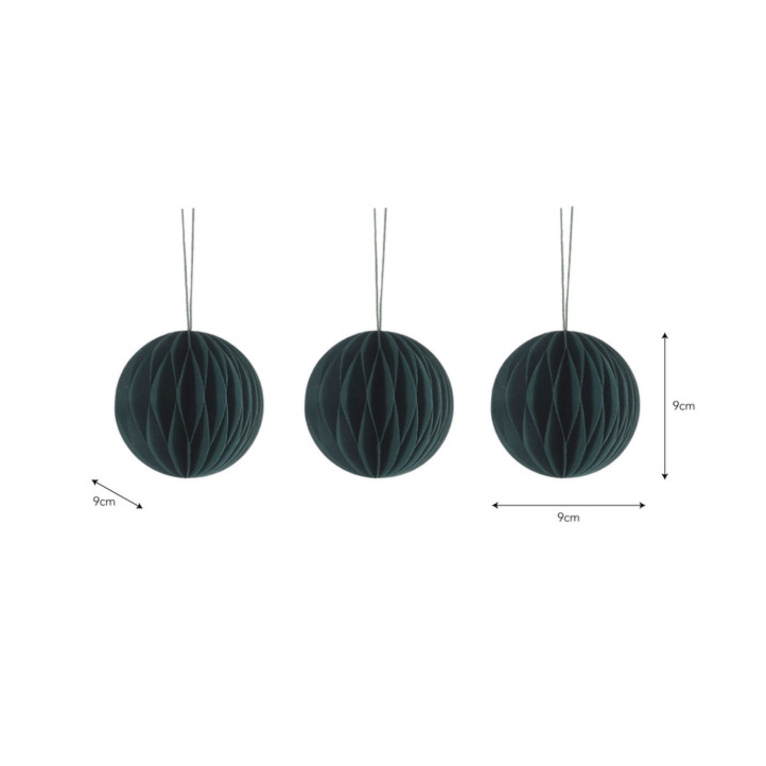 Set of 3 Maddox Forest Green Round Baubles