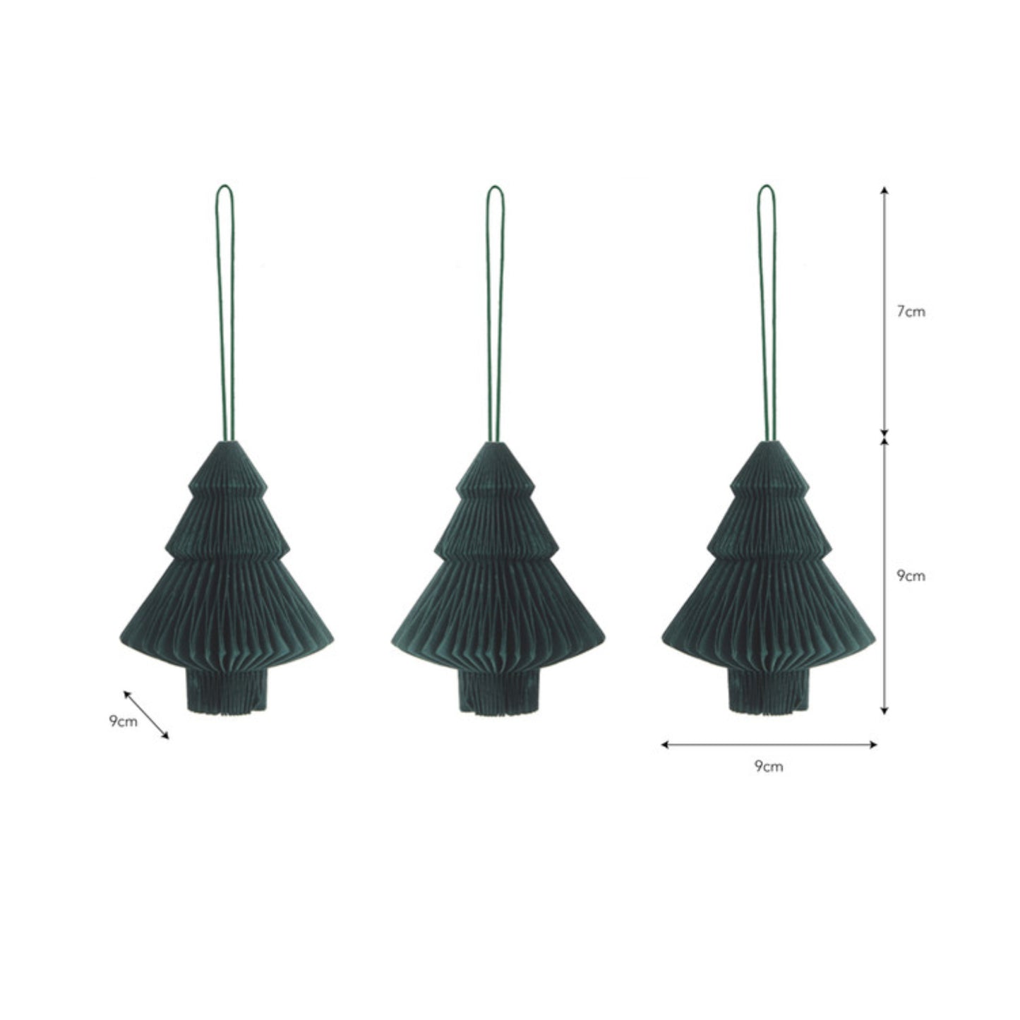 Set of 3 Maddox Forest Green Decorative Trees
