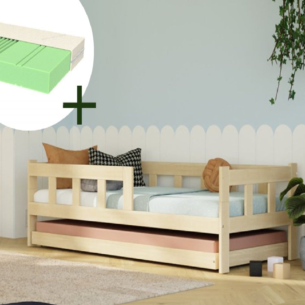 Fence Single Bed 90x200cm with Extra Bed and Adaptic Mattress