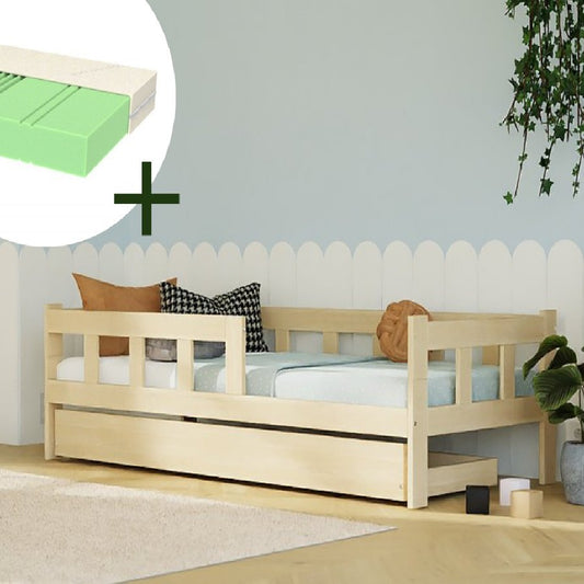 Fence Single Bed 120x200cm with Storage and Adaptic Mattress