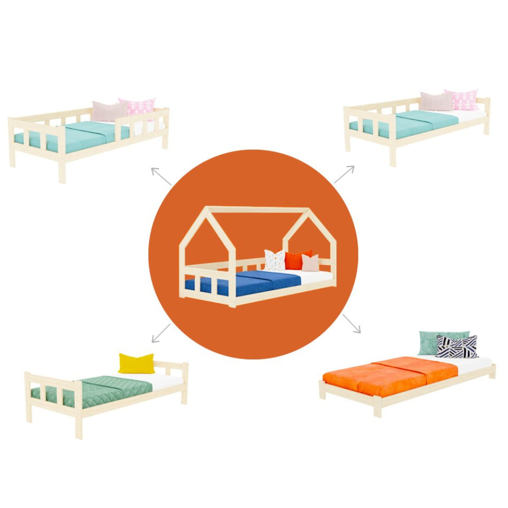 Fence Children's Low House Bed with Sidewall
