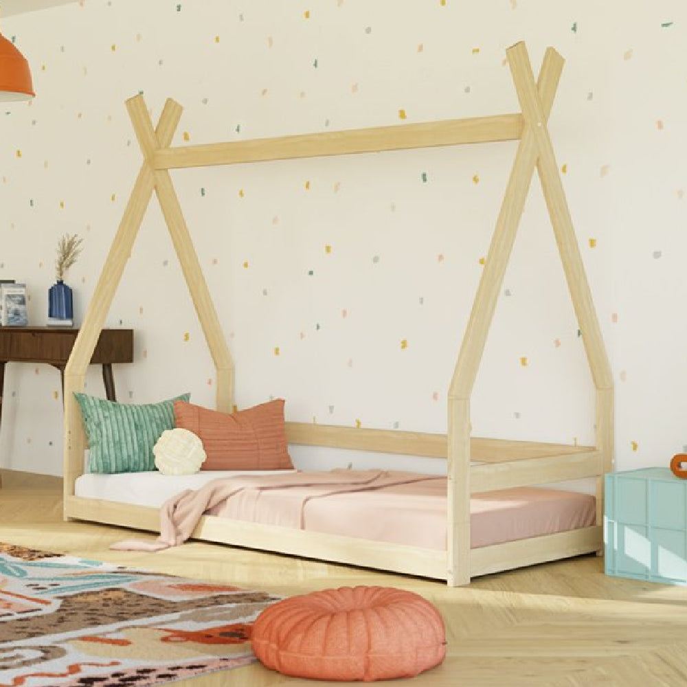 Safe Children's Teepee Shaped Low Bed with Bed Guard