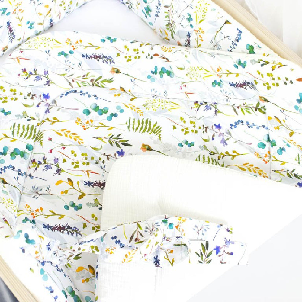 Meadow Flower Printed Double-Sided Baby Set for Cot