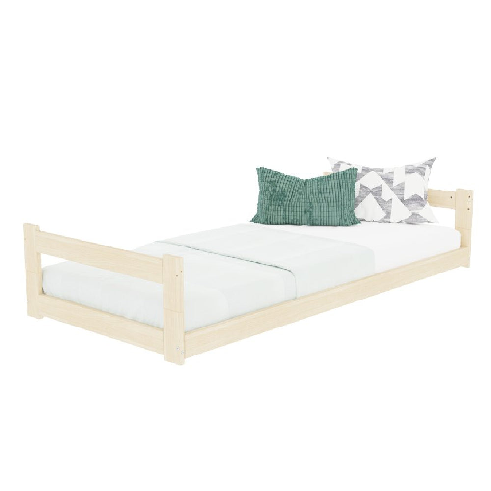 Safe Low Wooden Single Bed with Two Headboards