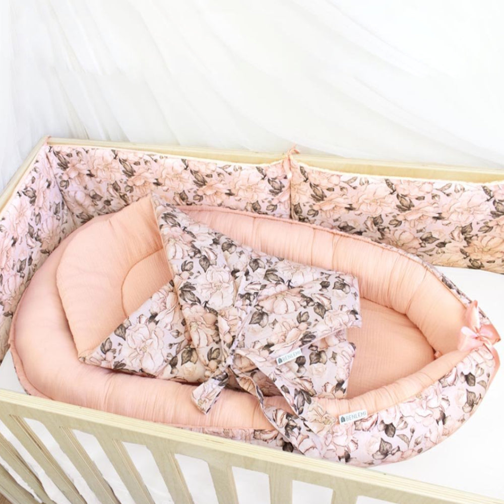 Peonies Printed Double Sided Baby Set for Cot